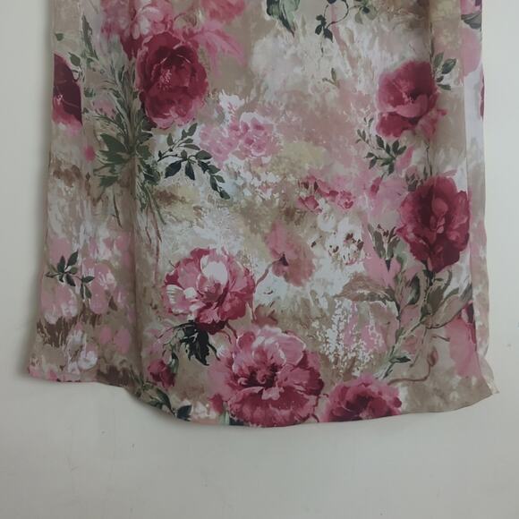 Vintage 90's Floral Romantic Semi-sheer Maxi Slip Dress Women's Size 14 - Picture 6 of 8